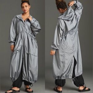 Daily Practice Anthropologie 🔥 Lighweight Long Jacket Gray Slate XS $148 NEW 🩶